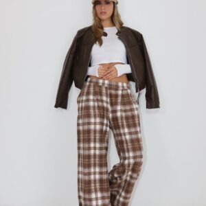 מכנס צמר משובץ