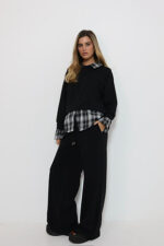 חליפה פולו משבצות שחור