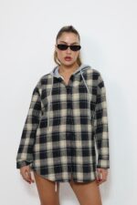 גקט קפוצון משבצות פרווה בפנים