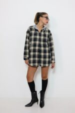 ⁦גקט קפוצון משבצות פרווה בפנים⁩ – תמונה ⁦2⁩