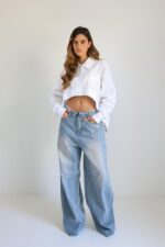 ⁦ג׳ינס קיפול בלי קרעים בהיר⁩ – תמונה ⁦6⁩